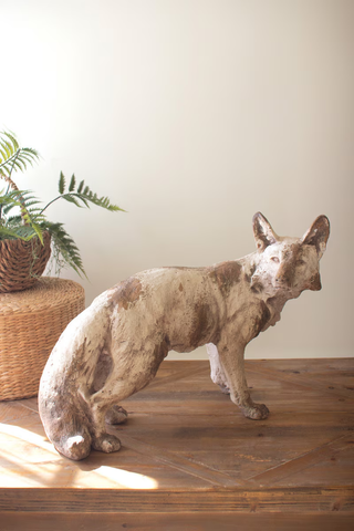 19 Inch Faux Concrete Fox Figurine