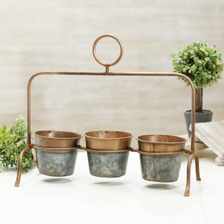 Gilded Galvanized Metal Planter