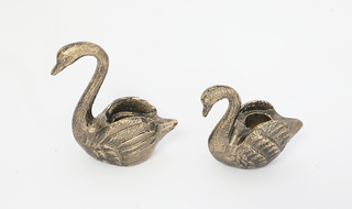 Cast Iron Swan Taper Candle Holders, Set of 2