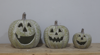 Artisan Jack-O-Lantern Trio | Graduated Weatherproof Indoor/Outdoor, Set of 3