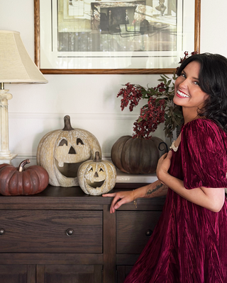 Vintage Inspired Jack-O-Lantern Statues Outdoor, Set of 2