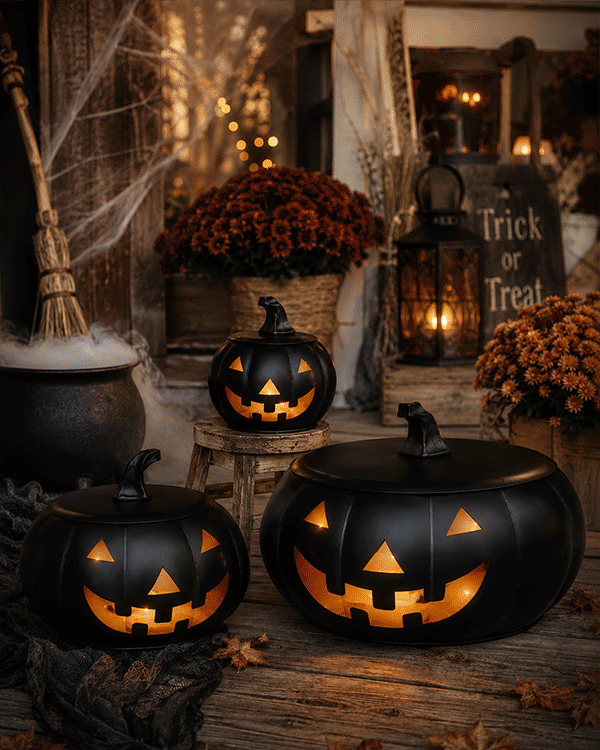 Huge Metal Jack O Lanterns, Set of Three, Choose Your Color