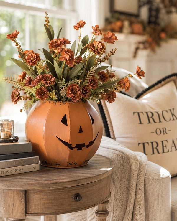 Whimsical Metal Jack-o'-Lantern Candy Bowl, 8"
