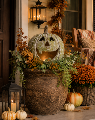 Artisan Jack-O-Lantern Trio | Graduated Weatherproof Indoor/Outdoor, Set of 3
