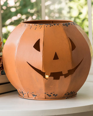 Whimsical Metal Jack-o'-Lantern Candy Bowl, 8"