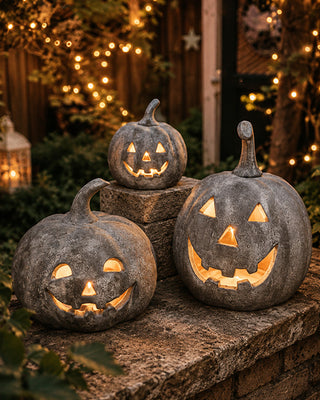 Terracotta Inspired Outdoor Jack-o-lanterns, Set of 3