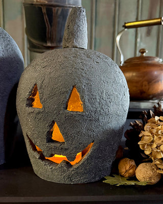 Weathered Stone Finish Jack-O-Lanterns, Set of 2