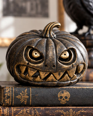 Fanged Bronze Light-Up Jack-O'-Lanterns, Set of 2