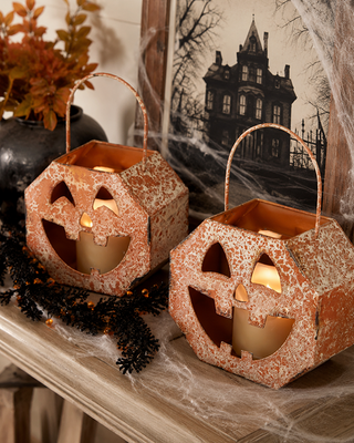 Iron Jack-O-Lantern Buckets Halloween Set of 2