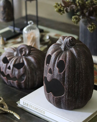 Glowing LED Jack-O-Lanterns, Set of 2