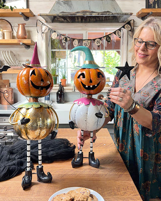 Oversized Whimsical Metal Jack-O'-Lantern Kids, Choose Your Style