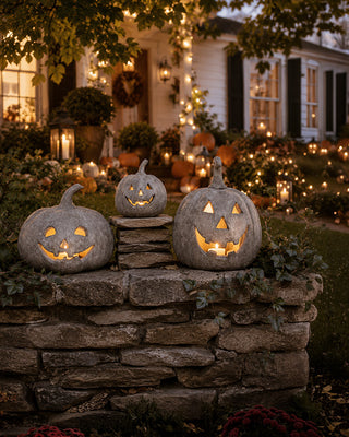 Terracotta Inspired Outdoor Jack-o-lanterns, Set of 3