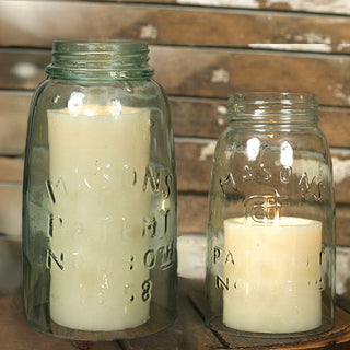 Open-Ended Vintage Mason Jar Glass Candle Chimneys, Set of 2