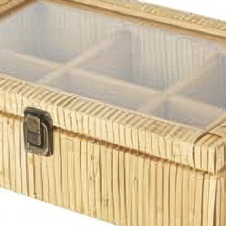 Close-up of vintage metal clasp and textured wood cane exterior detail