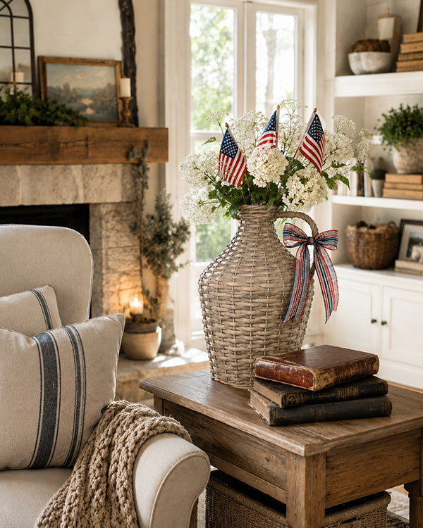 Woven Jug with Handle - Natural Wicker Vessel
