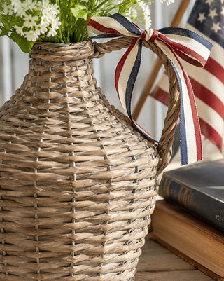 Woven Jug with Handle - Natural Wicker Vessel