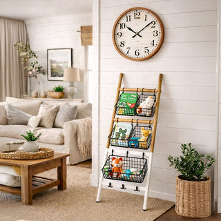 wood metal ladder storage organizer