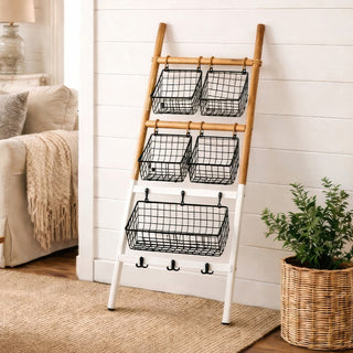 wood metal ladder storage organizer