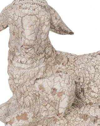 Distressed Ivory Lamb Figurine – Cottage Core Decor Accent