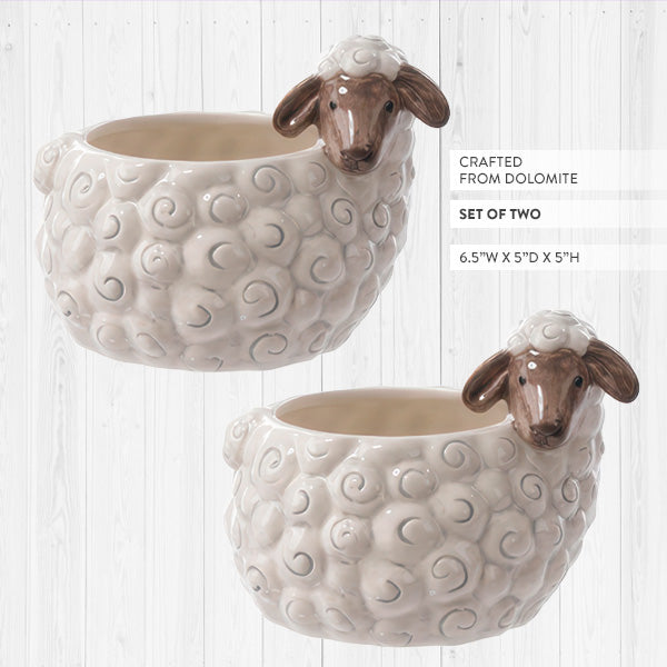 sheep planter pot Sheep Planters with Textured Wool Design, Set of Two