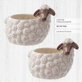 Ceramic sheep planters set dolomite farmhouse table decor