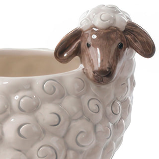 Close-up sheep planter ceramic textured farmhouse decor