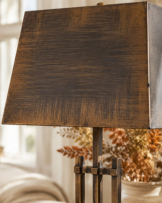 Artisan Sculpted Table Lamp with Fabric Shade