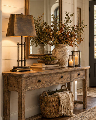 Artisan Sculpted Table Lamp with Fabric Shade