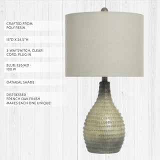 Product details of poly resin table lamp with oatmeal shade