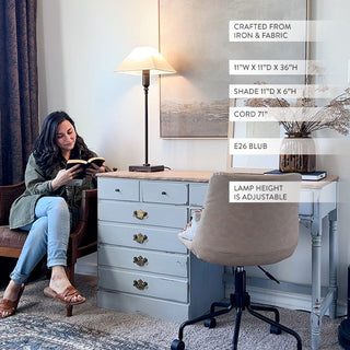 Modern bronze table lamp with cream fabric shade