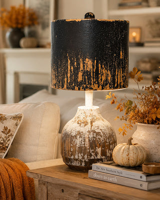 Hand-Forged Iron & Wood Table Lamps, Set of 2