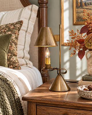 Old-World Antique Bronze Iron Accent Table Lamp