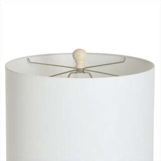 Top view of Charlotte cream lamp with white linen hardback shade