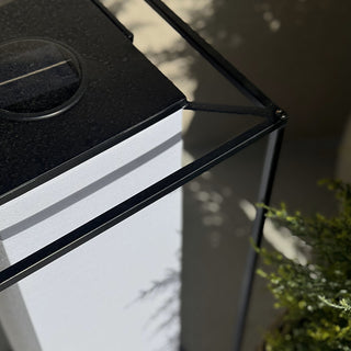 Solar panel detail on modern outdoor lantern