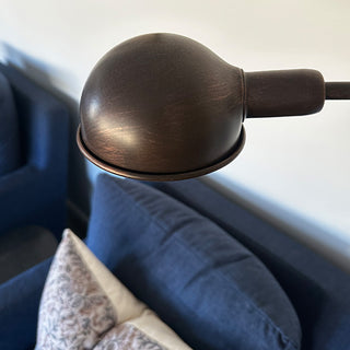 Close-up of bronze dome lamp shade