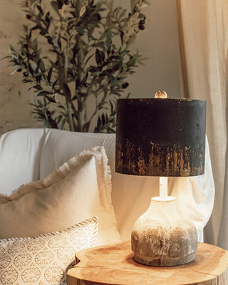 Hand-Forged Iron & Wood Table Lamps, Set of 2