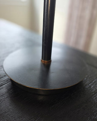 Dual Shade Black & Brass LED Accent Table Lamp with Remote