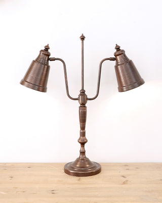 Vintage Double-Glow Brass Desk Lamp | Classic Library Charm
