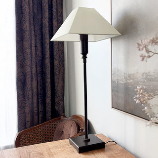 Farmhouse desk with adjustable table lamp styling

