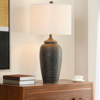 Charlotte matte black lamp with textured resin base