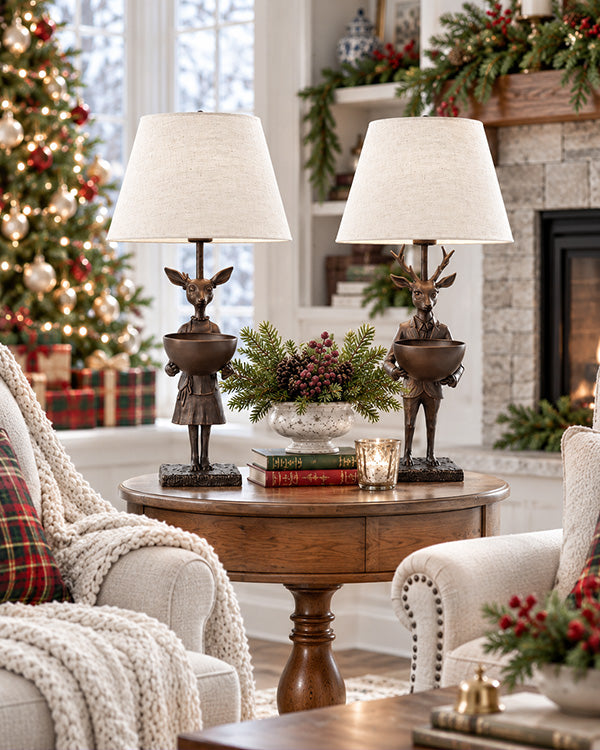 Vintage-Inspired Deer Couple Table Lamps | Little Light Keepers Collection