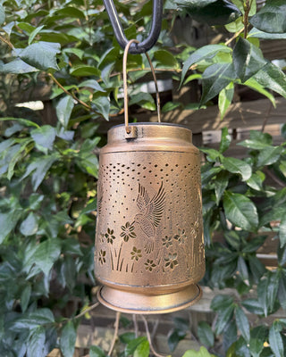 Solar Powered Antique Gold Iron Outdoor Lantern
