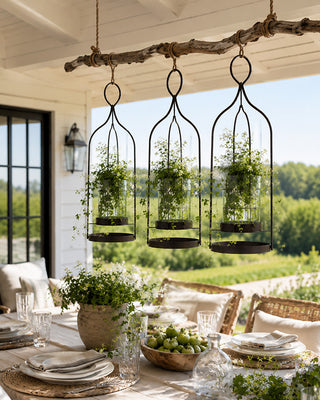 Vintage Inspired Scrolled Metal Lantern with Glass Hurricane 21 Inch