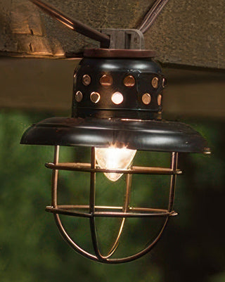 Black Metal Lantern Light Strand 10 Count Indoor Outdoor