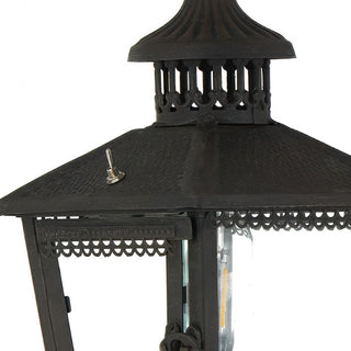 Ornate Black Metal & Glass Battery Operated Hanging Lantern