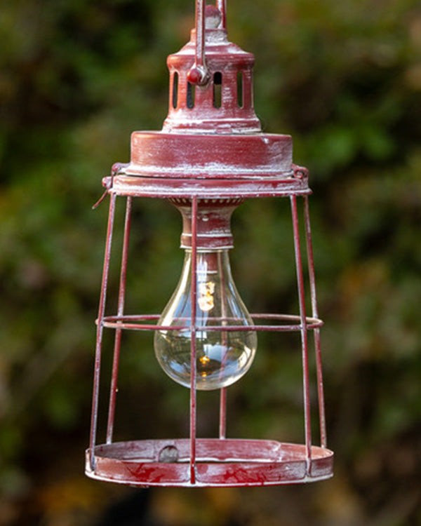 Black Double Garden Hook and Red Metal Hanging Lantern – Choose Your Style