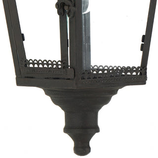 Ornate Black Metal & Glass Battery Operated Hanging Lantern