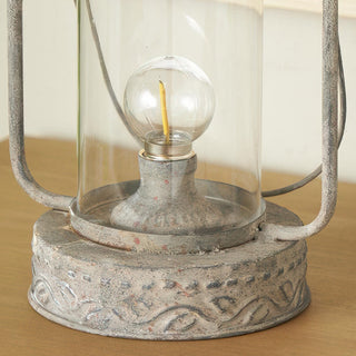 Vintage Distressed Metal Lantern with Edison Bulb