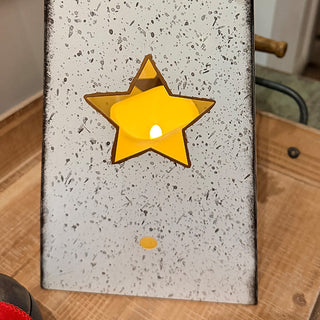 28 Inch Tall LED Metal Pyramid Snowman Lantern with Star Cutouts