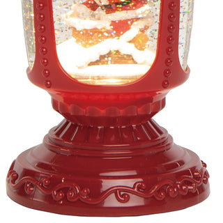 Vintage Red Santa Snow Globe Lantern with LED Lights
